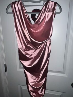 shein pink velvet dress Double Crazy Plunge Neck Wrap Velvet Bodycon Dress | SHEIN USA